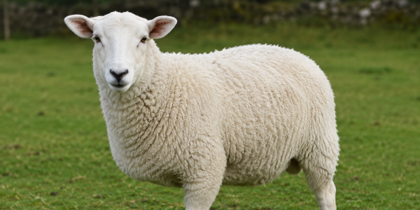 White sheep with three legs